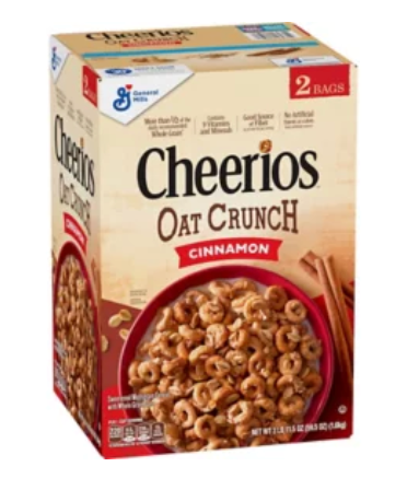 980241455 Cheerios Cinnamon Oat Crunch Cereal, 59.5oz.